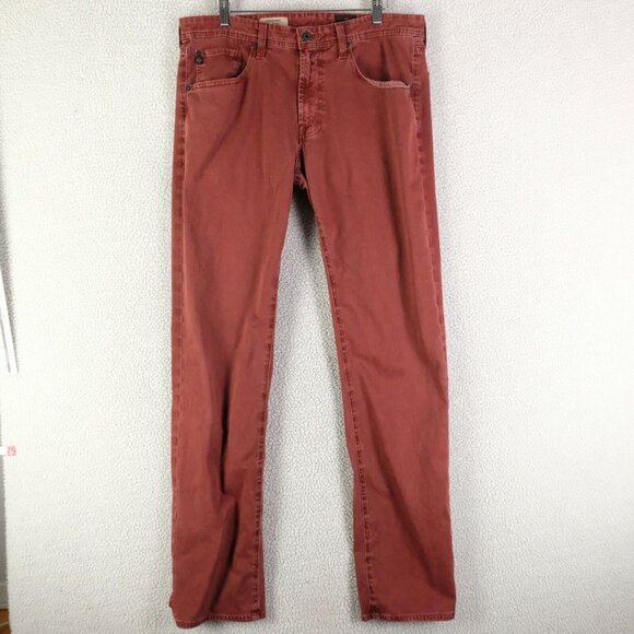 Ag Adriano Goldschmied Jeans Mens 34X34 Red The Matchbox Slim Straight Stretch - Picture 1 of 12